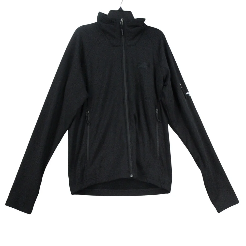 The North Face Mens Full Zip‎ Fleece Jacket Black Textured Athletic Fit XL